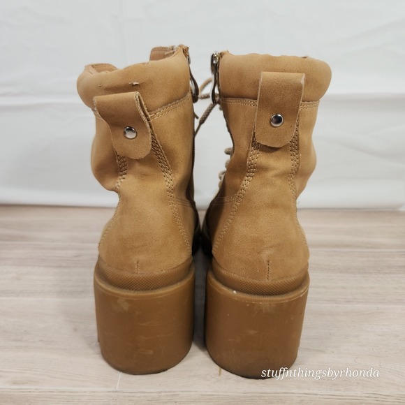 Steve MADDEN GIRL Dillan Combat Boots Lace‎ Up Brown Womens Size 8.5 M - Picture 5 of 9